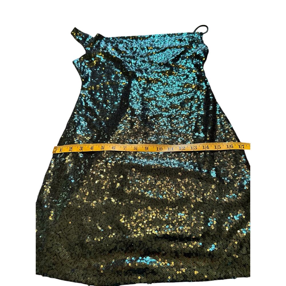 The Vintage Shop Green Sequined One Shoulder Dress - Size L - Picture 5 of 14